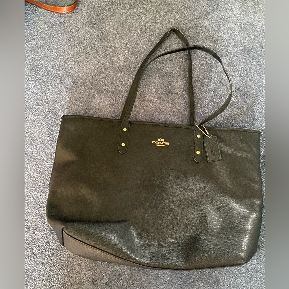 Coach Black Tote Bag with Gold Accents